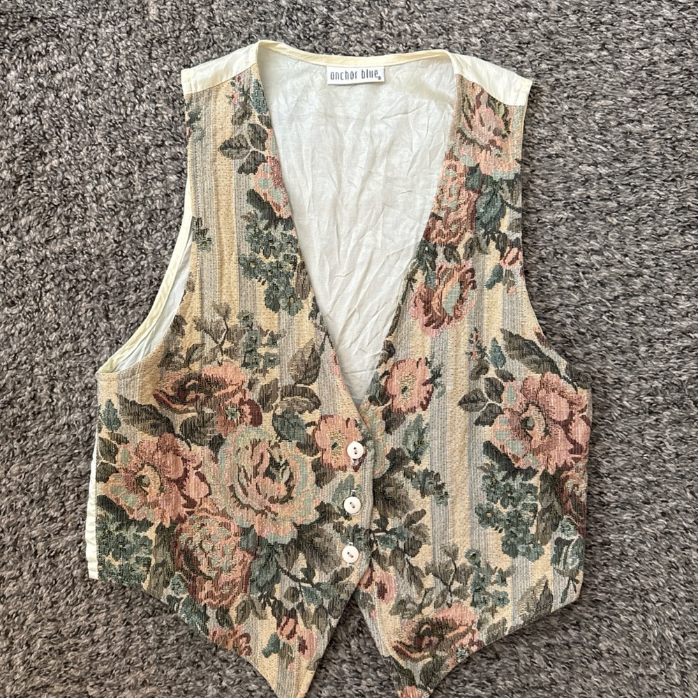 Vintage Floral Button-Up Vest | Cottagecore Boho Layering Piece